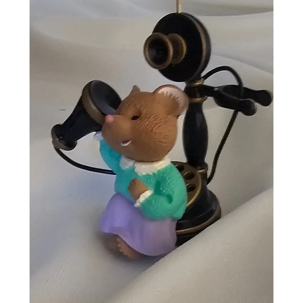 VTG Bundle  1999 Hallmark Keepsake Mouse on Candlestick Telephone Ornaments